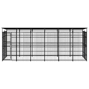 vidaXL Útihundabyrgi með þaki Stál 11,06 m²