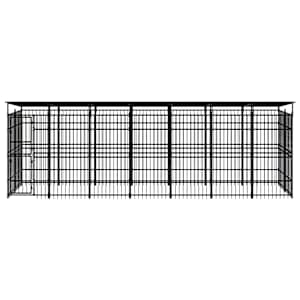 vidaXL suņu voljērs ar jumtu, 12,9 m², tērauds