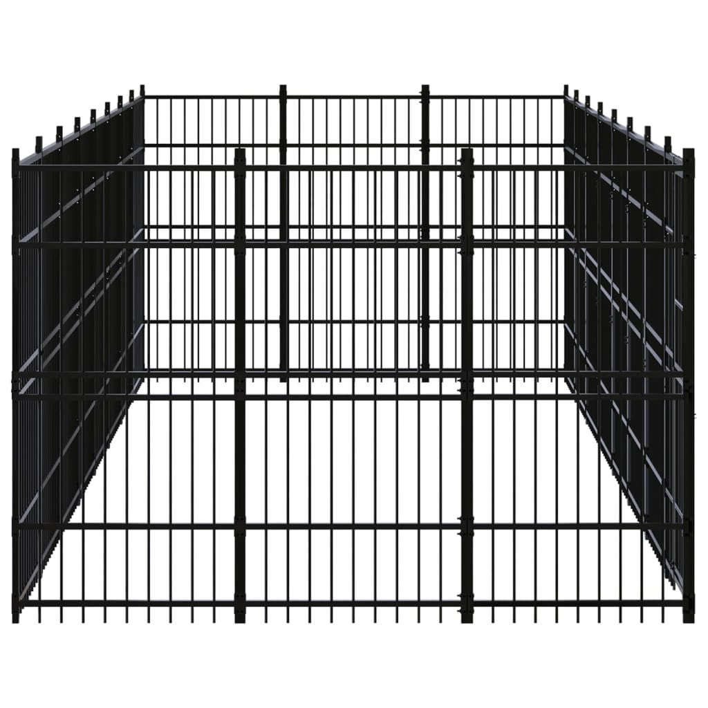 Chenil d'extérieur en acier noir pour chien - Panneaux à barreaux - 768 x 288 x 200 cm - 22 m²