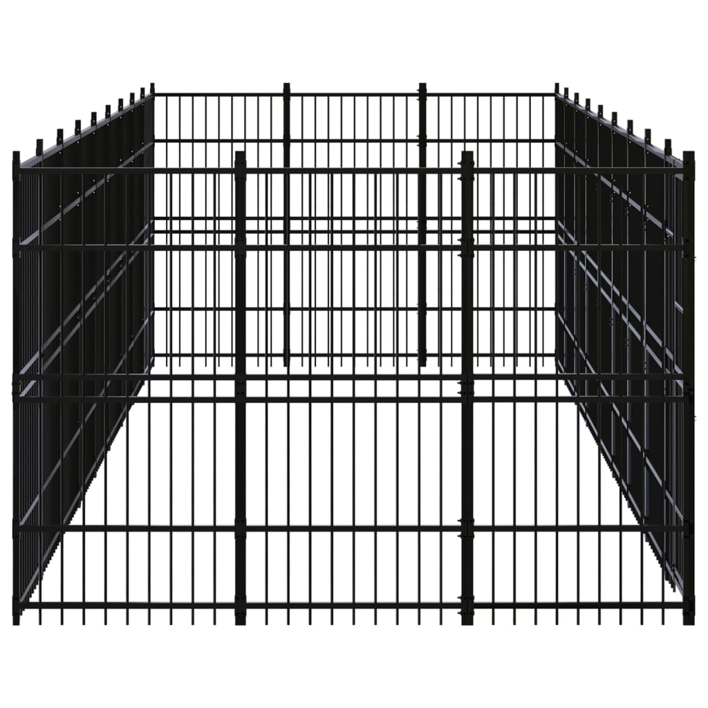 Chenil d'extérieur en acier noir pour chien - Panneaux à barreaux - 864 x 288 x 200 cm - 25 m²