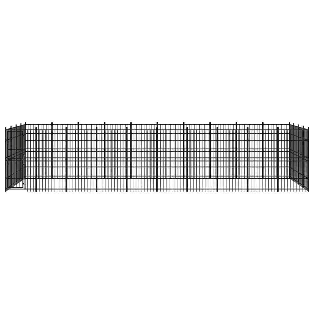 Chenil d'extérieur en acier noir pour chien - Panneaux à barreaux - 960 x 384 x 200 cm - 37 m²