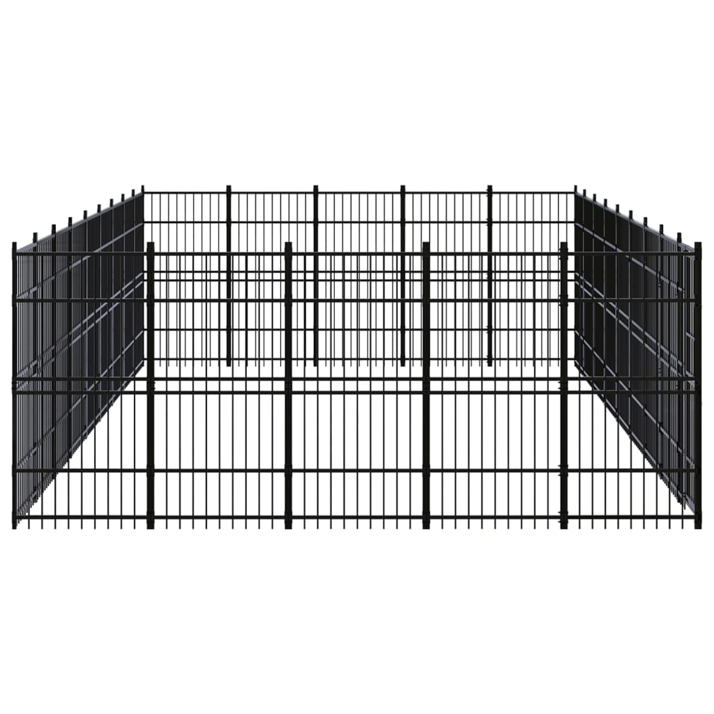 Chenil d'extérieur en acier noir pour chien - Panneaux à barreaux - 864 x 480 x 200 cm - 41 m²
