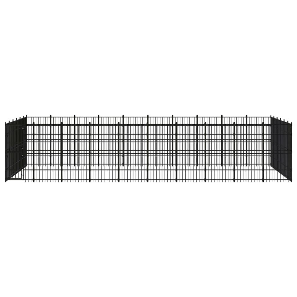 Chenil d'extérieur en acier noir pour chien - Panneaux à barreaux - 960 x 576 x 200 cm - 55 m²