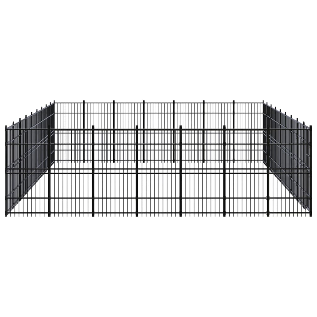 Chenil d'extérieur en acier noir pour chien - Panneaux à barreaux - 864 x 672 x 200 cm - 58 m²