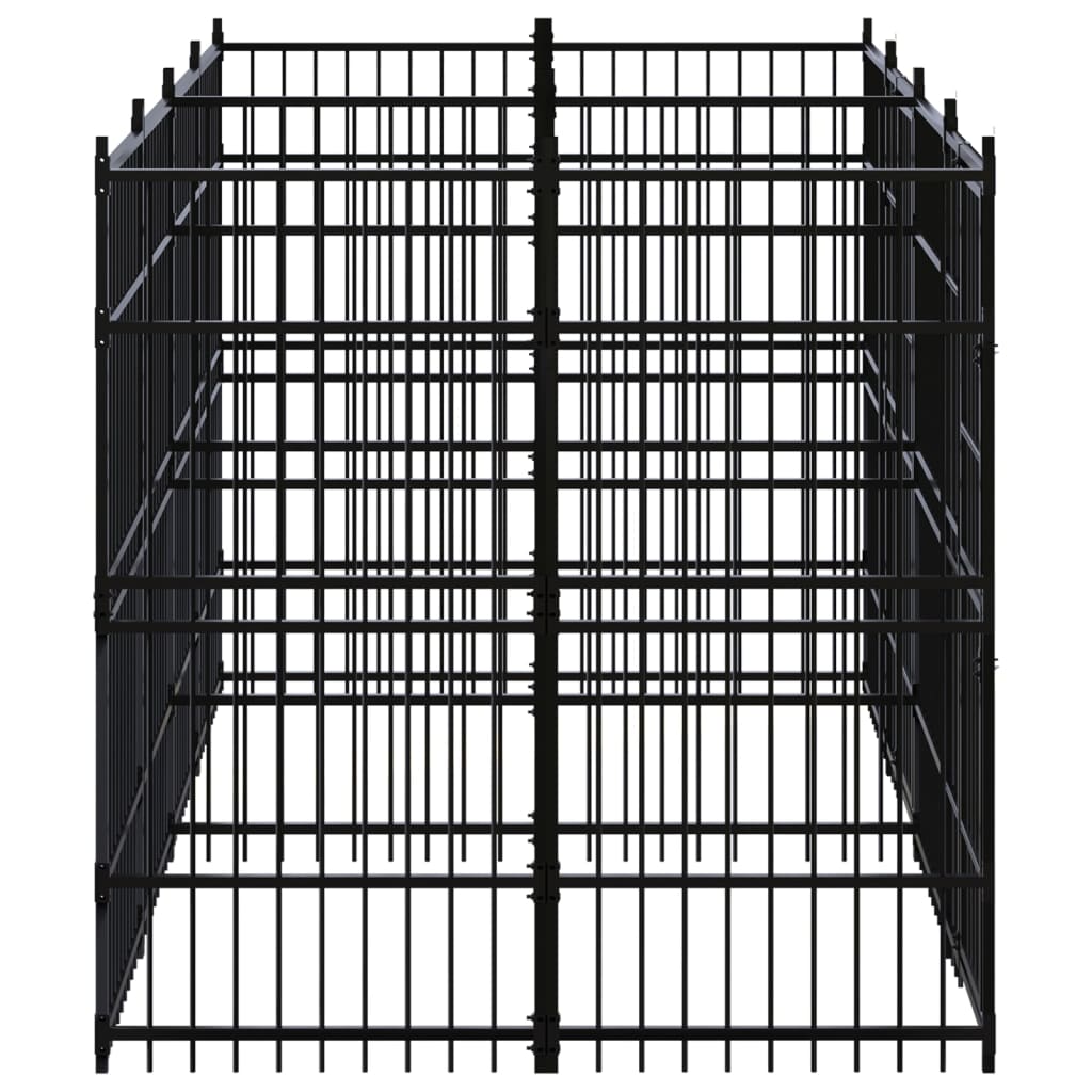 Chenil d’extérieur en acier noir pour chien - 3 chenils individuels modulables – Panneaux à barreaux – 576 x 192 x 200 cm – 11 m²