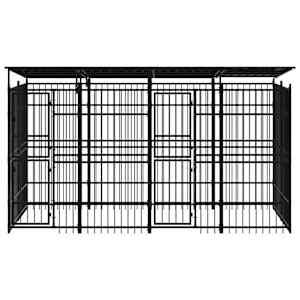 vidaXL Outdoor-Hundezwinger mit Dach Stahl 7,37 m&sup2;