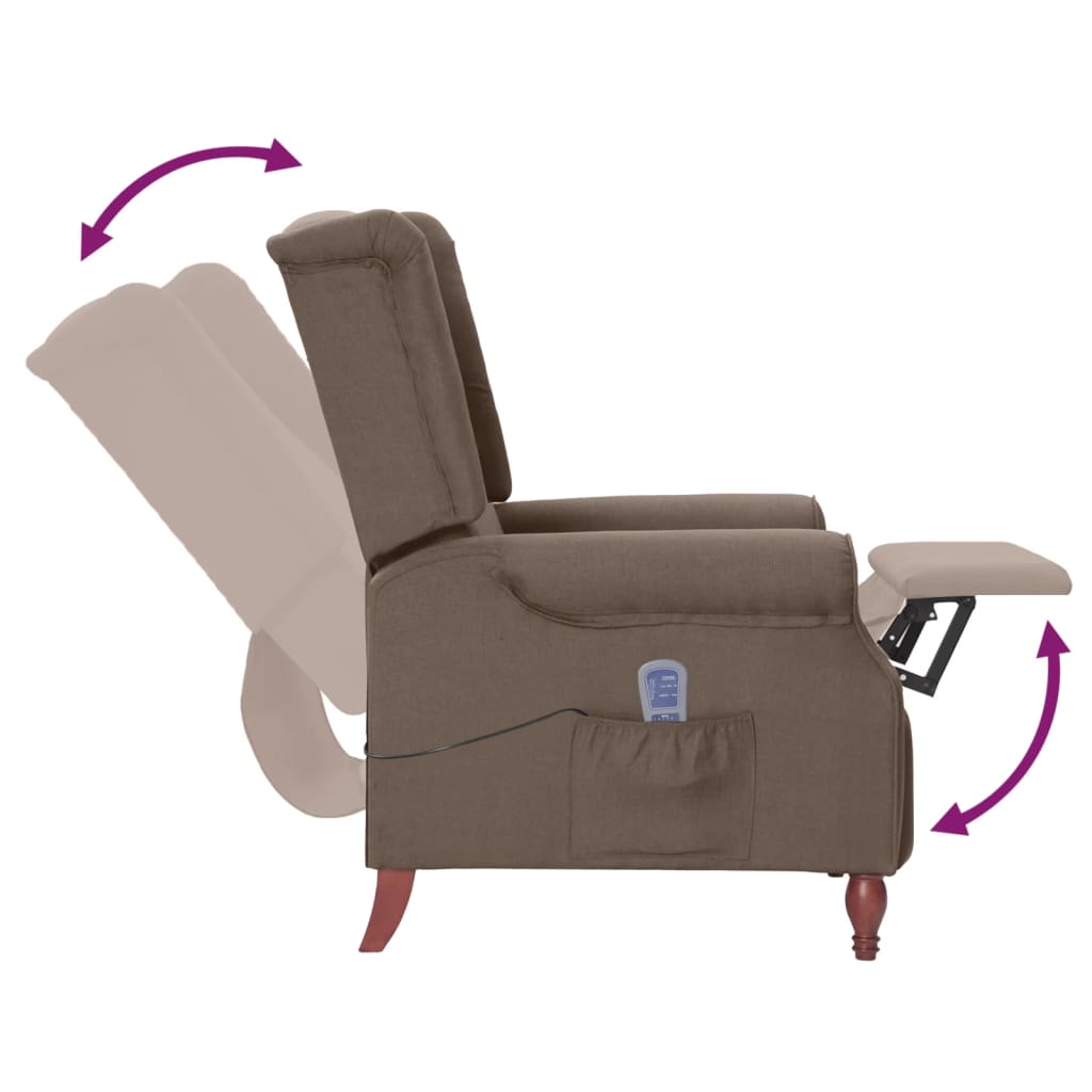 masāžas krēsls, atgāžams, pelēkbrūns audums | Stepinfit.lv