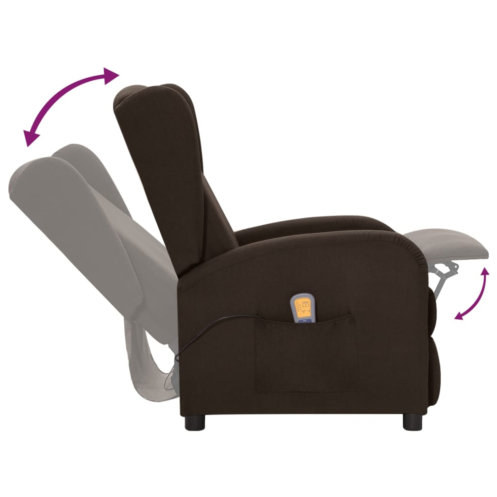 masāžas krēsls, atgāžams, tumši brūns audums | Stepinfit.lv