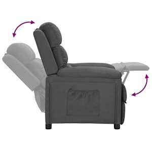 Polohovací křeslo tmavě šedé textil - obrázek 6