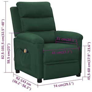 Masážní křeslo tmavě zelené textil - obrázek 11