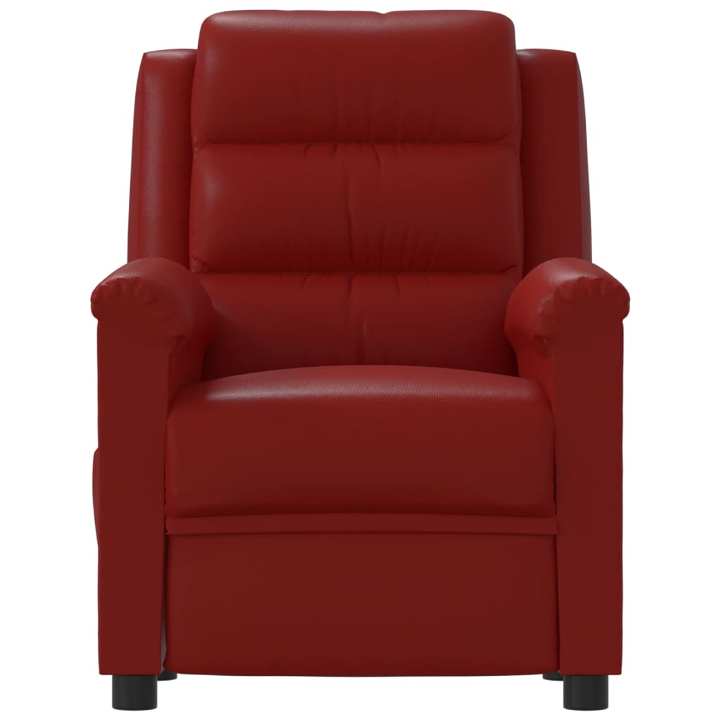 vidaXL Sillón reclinable de cuero sintético rojo tinto