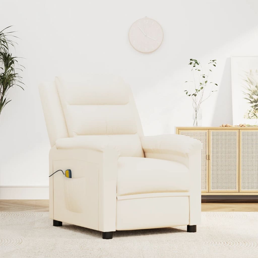 vida XL Massagesessel Creme Kunstleder