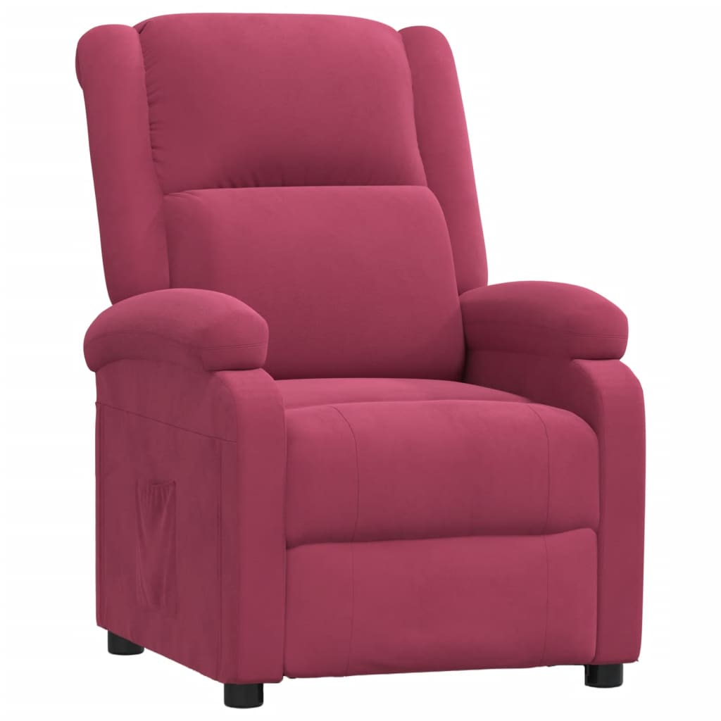 vidaXL Poltrona reclinável veludo vermelho tinto