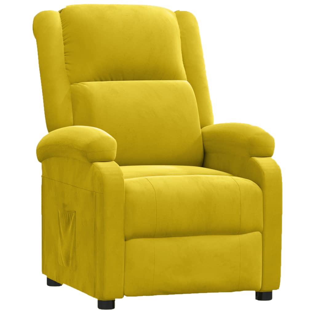 vidaXL Poltrona reclinável veludo amarelo