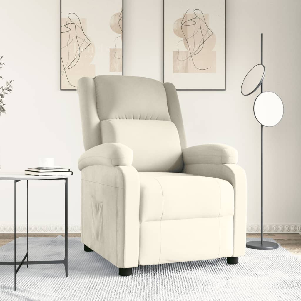 vidaXL Fotel rozkadany, kremowy, obity aksamitem