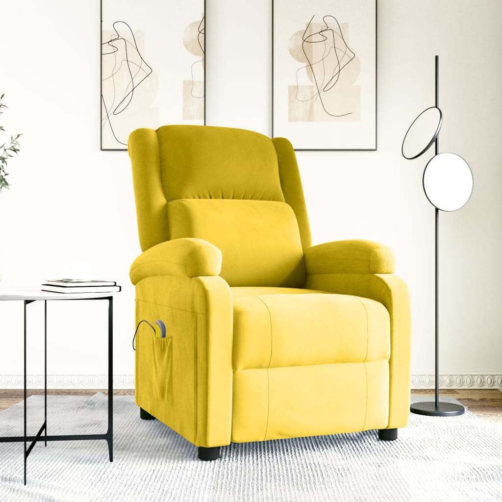 vidaXL Fotel masujcy, ty, obity aksamitem