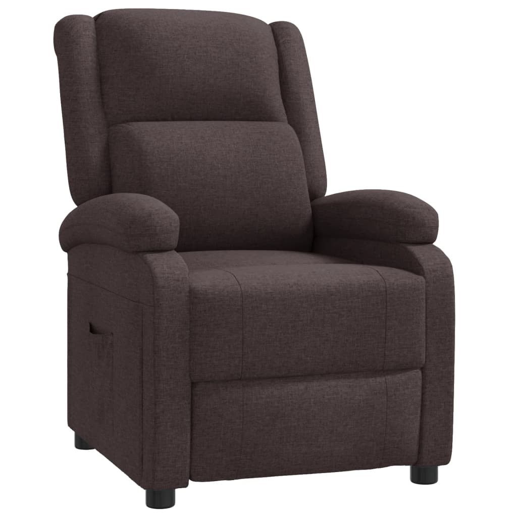 vidaXL Polohovací křeslo tmavě hnědé textil