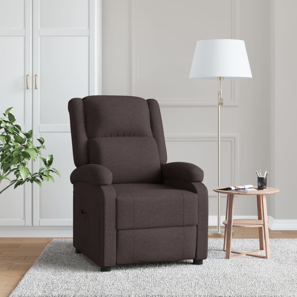 vidaXL Fotoliu rabatabil, maro închis, material textil
