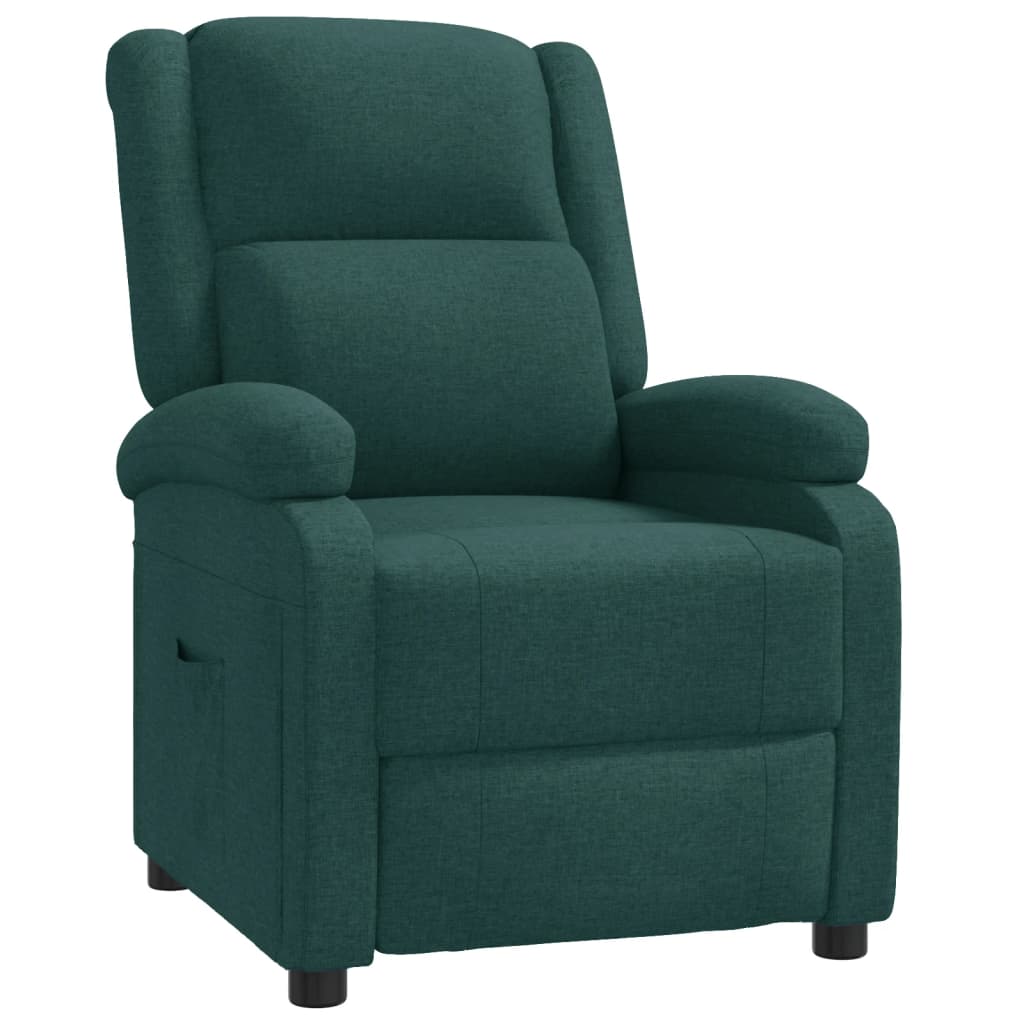 vidaXL Polohovací křeslo tmavě zelené textil