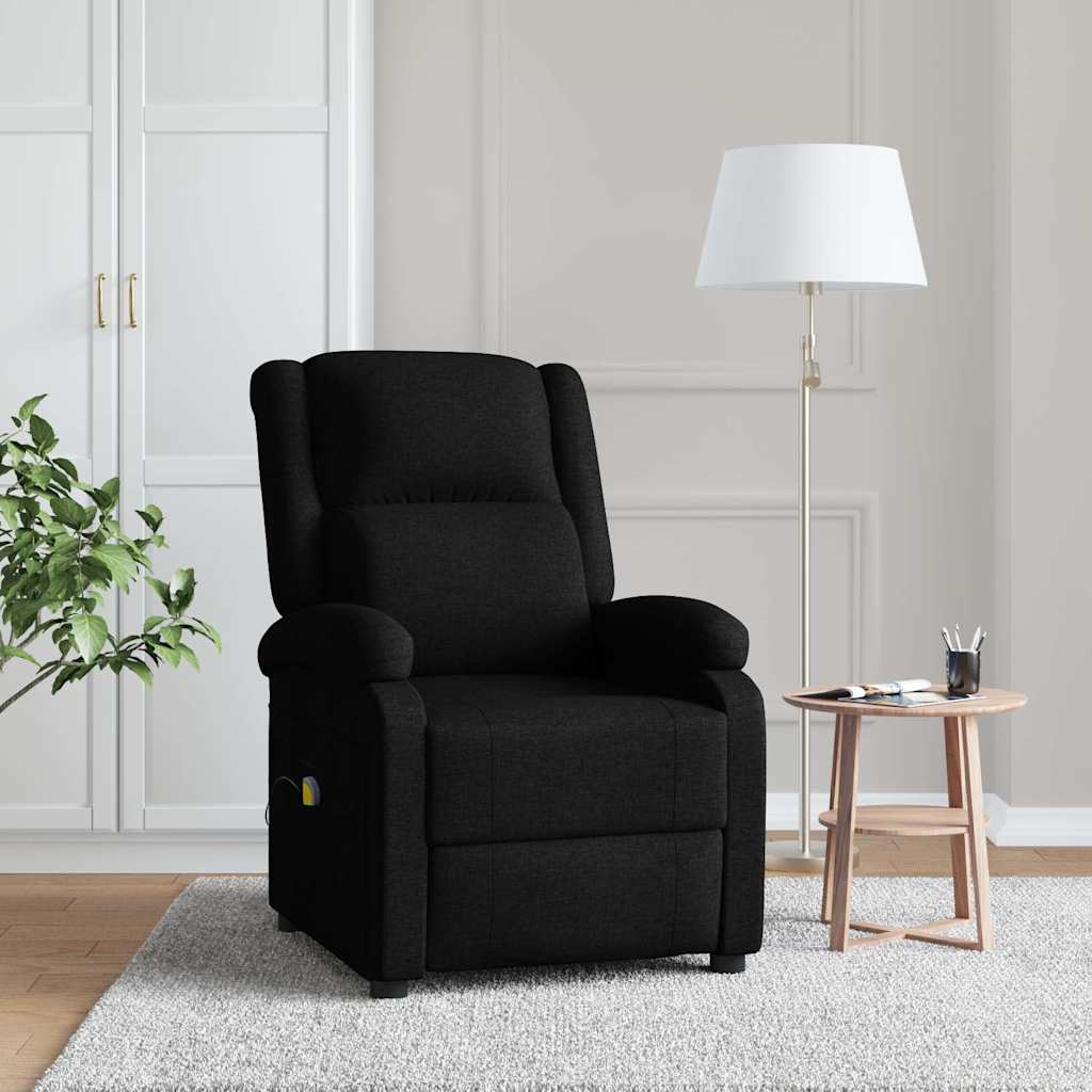 vidaXL Fotel uszak z funkcj� masa�u, czarny, obity tkanin�