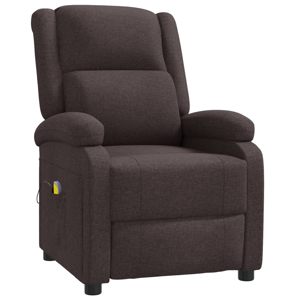 vidaXL Masážní křeslo ušák tmavě hnědé textil