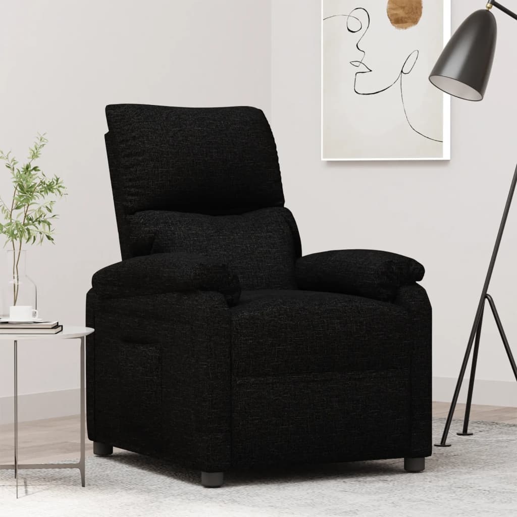 vidaXL Fotoliu rabatabil, negru, material textil
