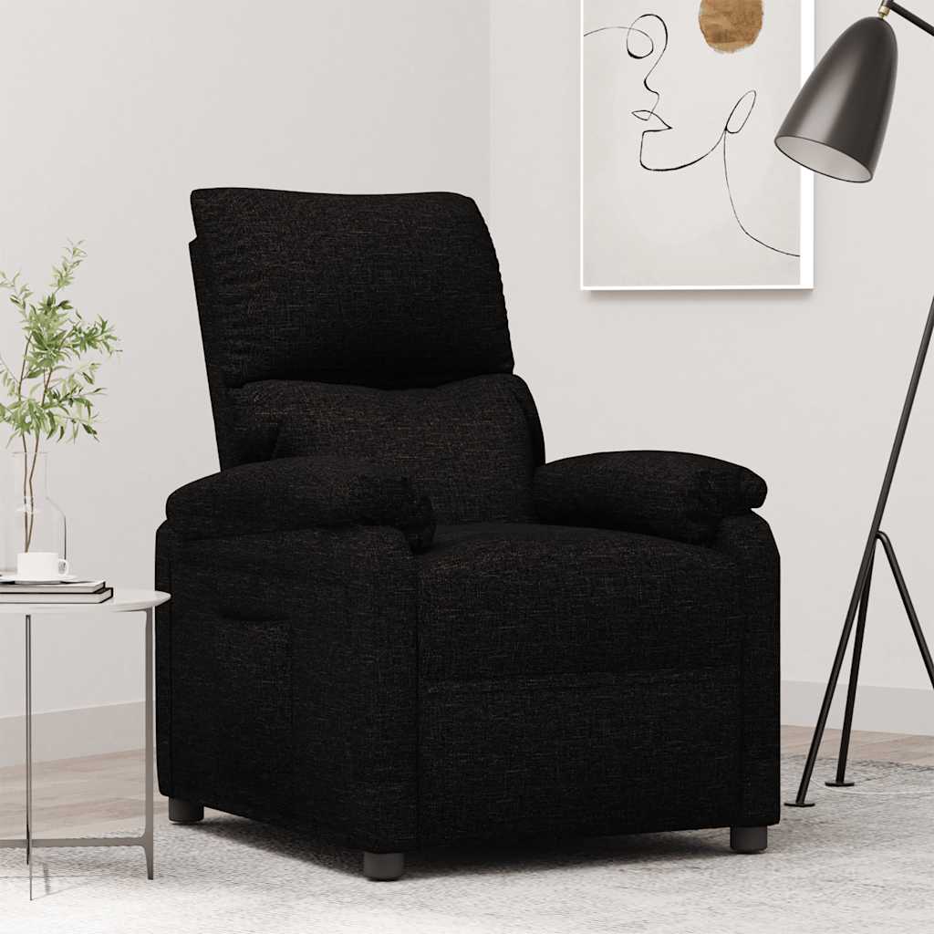 vidaXL Fotoliu rabatabil, negru, material textil