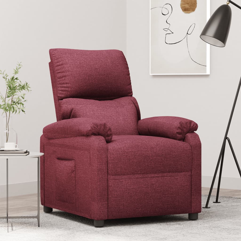 vidaXL Fotoliu rabatabil, roșu vin, material textil