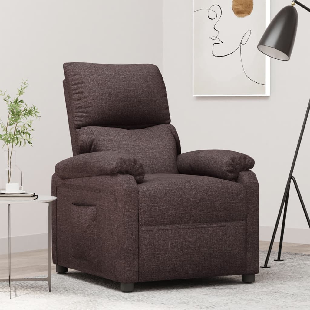 vidaXL Fauteuil verstelbaar stof donkerbruin