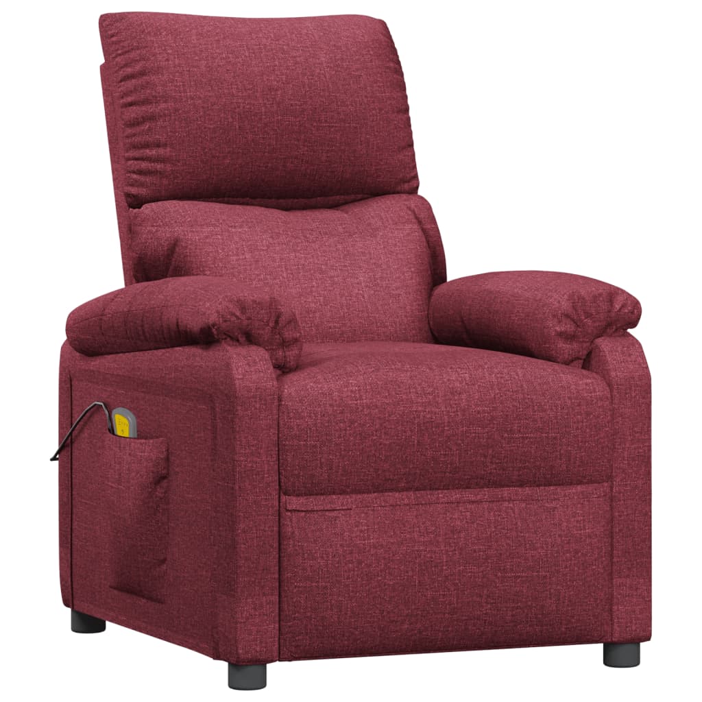 vidaXL Masážní křeslo vínové textil