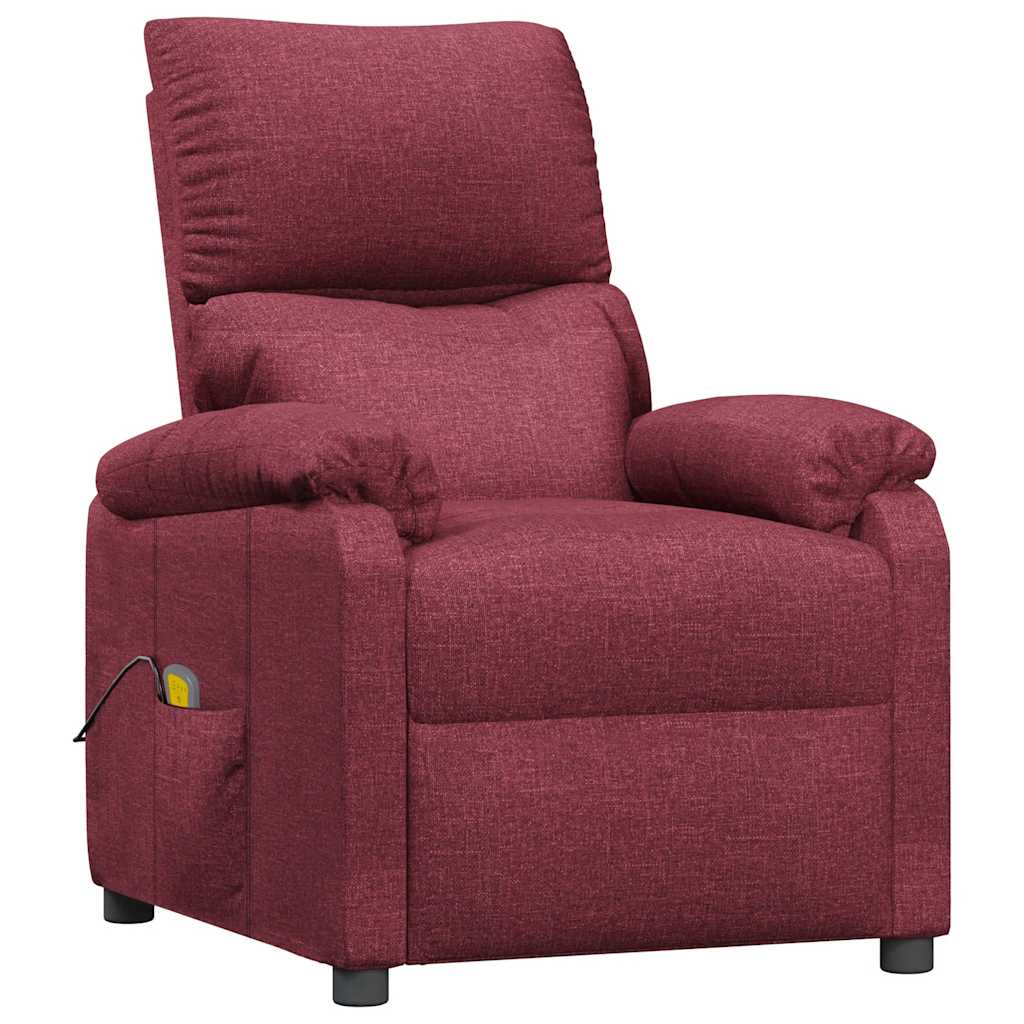 vidaXL Masážní křeslo vínové textil