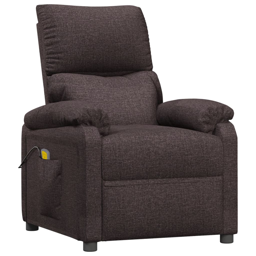 vidaXL Masážní křeslo tmavě hnědé textil