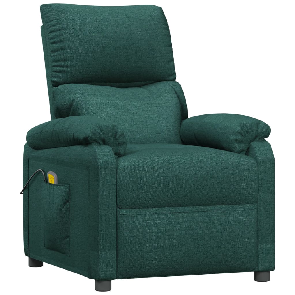 vidaXL Masážní křeslo tmavě zelené textil