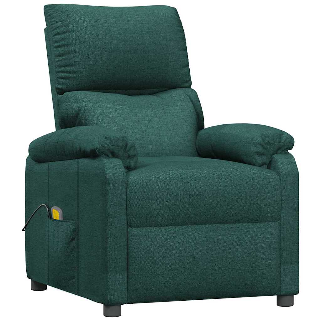 vidaXL Masážní křeslo tmavě zelené textil