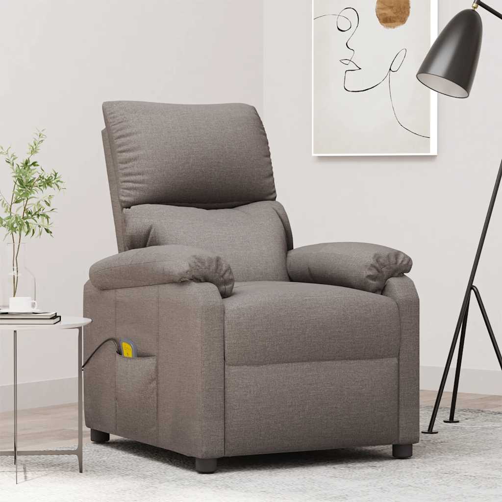 vidaXL Fotel masujcy, taupe, tkanina