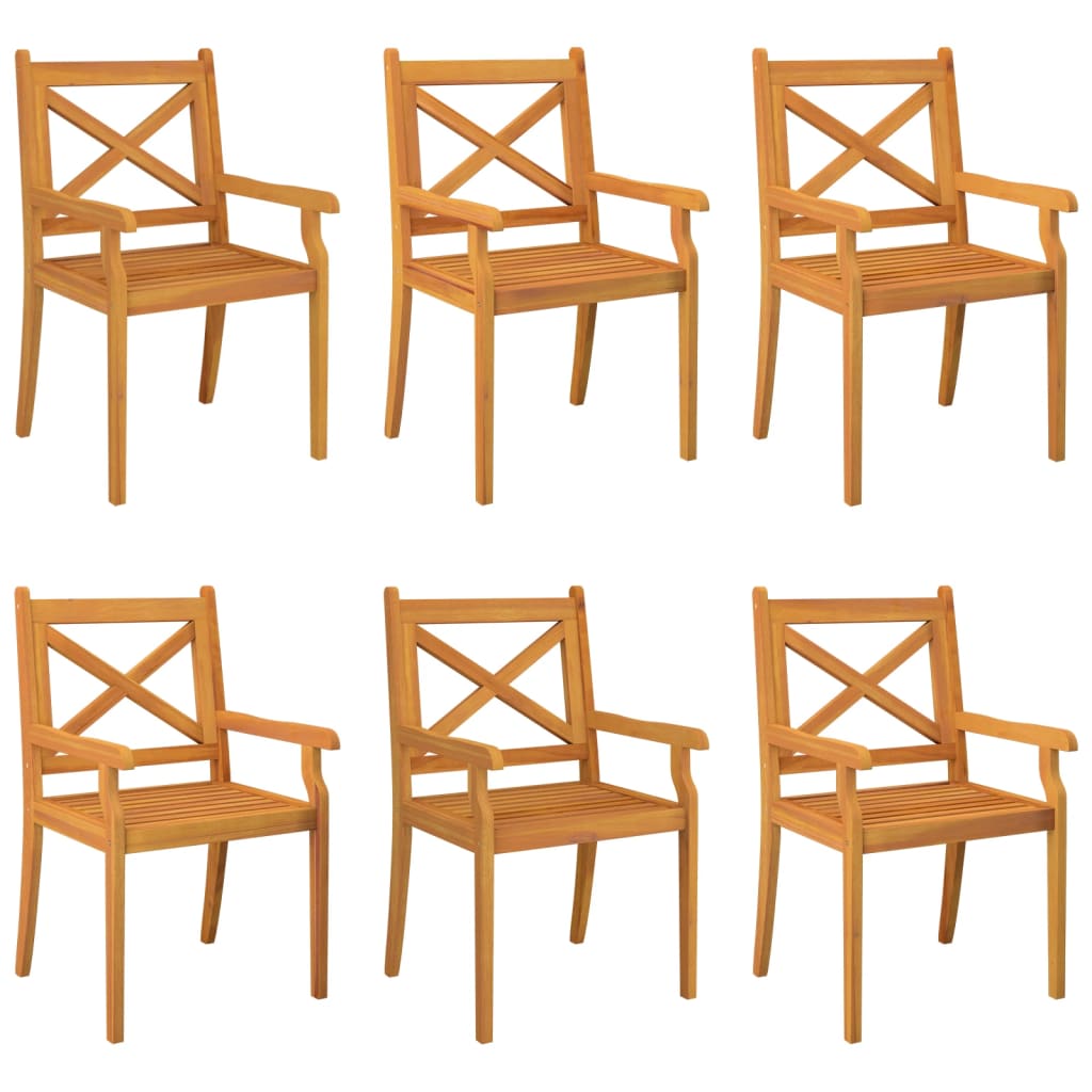 VidaXL Chaises à Manger D'extérieur Lot De 6 Bois D'acacia Massif