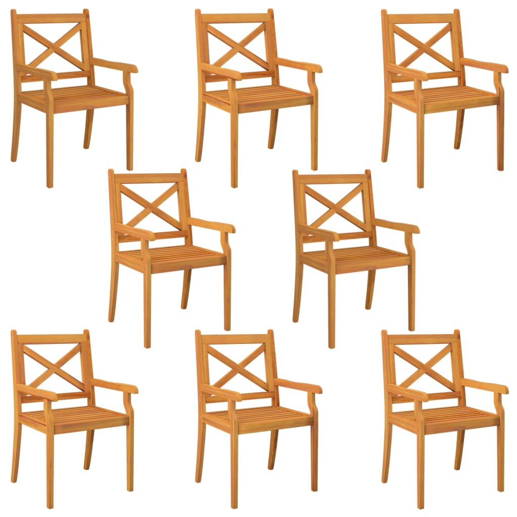 VidaXL Patio Dining Chairs 8 Pcs Solid Wood Acacia