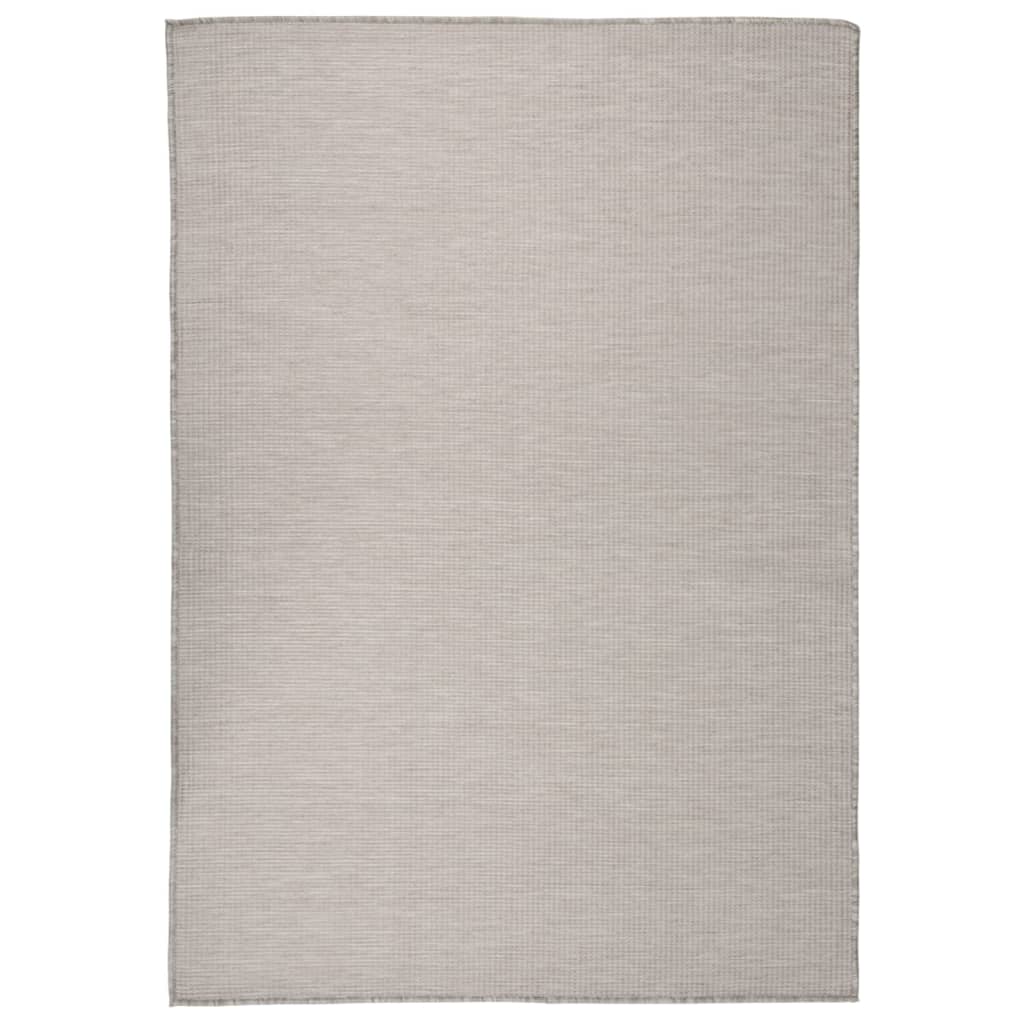 Tapis à tissage plat d'extérieur 140x200 cm Taupe
