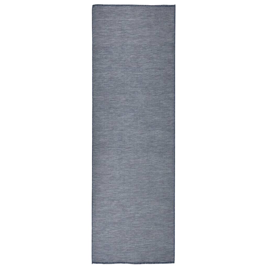 vidaXL Ulkomatto Flatweave 80x250 cm sininen