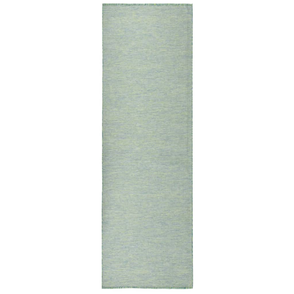 Venkovní hladce tkaný koberec 80x250 cm tyrkysová
