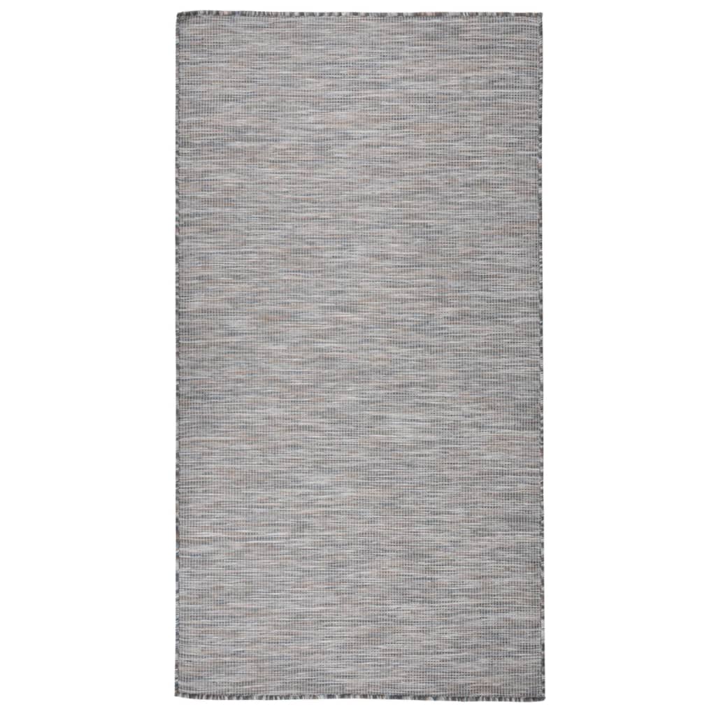 Barna-fekete lapos szövésű kültéri szőnyeg 80 x 150 cm 