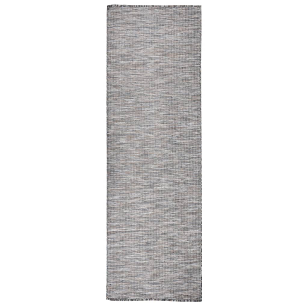 vidaXL Ulkomatto Flatweave 80x250 cm ruskea ja sininen