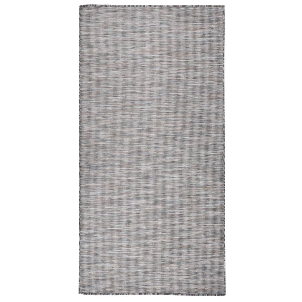 vidaXL Ulkomatto Flatweave 100×200 cm ruskea ja musta