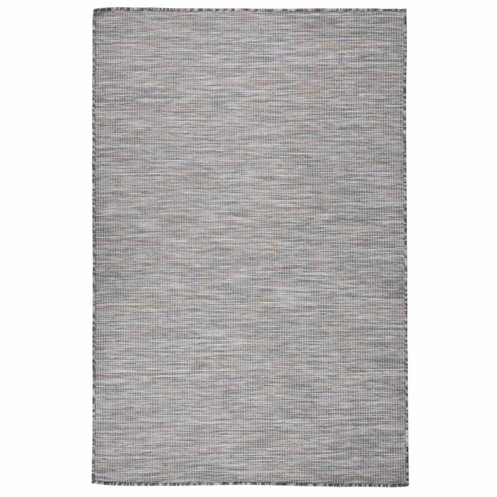 vidaXL fladvævet udendørstæppe 120x170 cm brun og blå