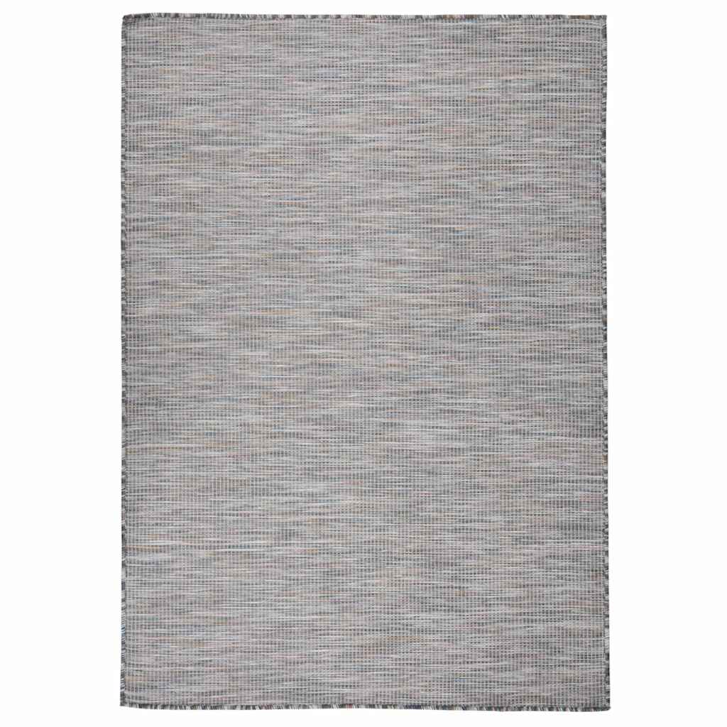 vidaXL Ulkomatto Flatweave 140x200 cm ruskea ja sininen