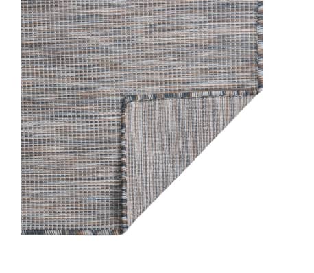 vidaXL Zunanja preproga ploščato tkanje 140x200 cm rjava in modra