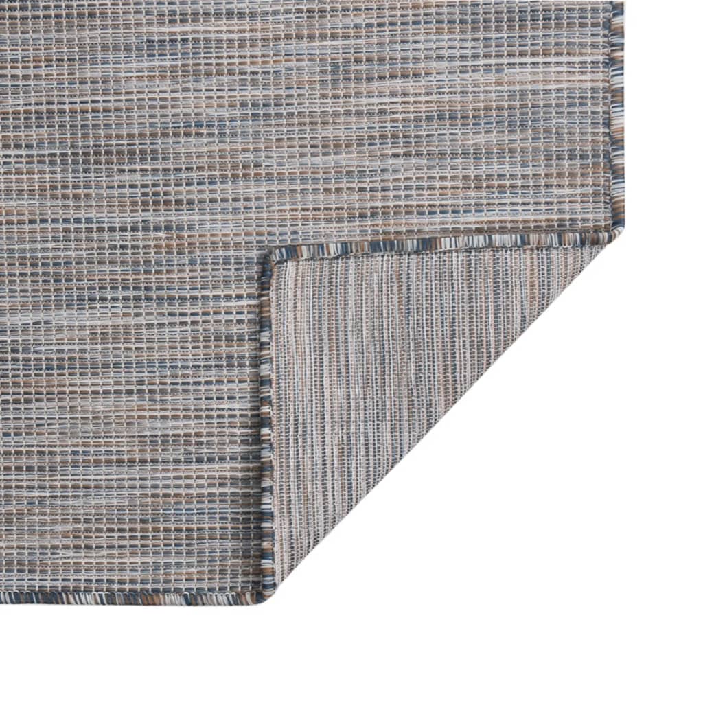Covor de exterior, maro şi negru, 160×230 cm, țesătură plată