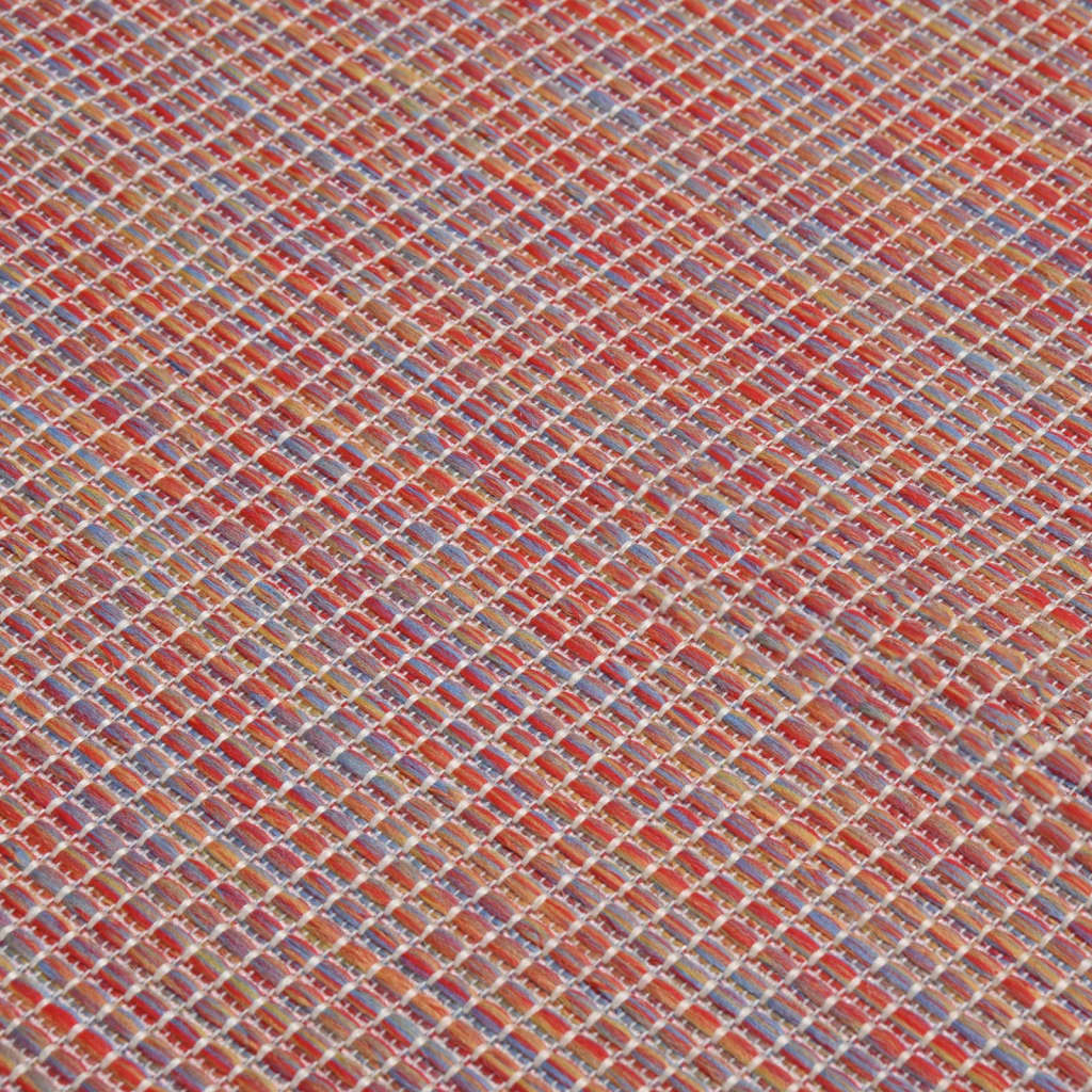 Piros lapos szövésű kültéri szőnyeg 100 x 200 cm 