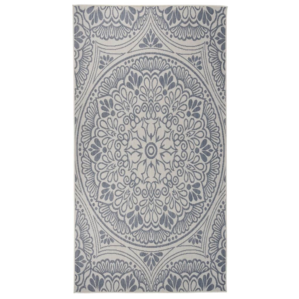 Outdoor-Teppich Flachgewebe 80x150 cm Blaues Muster | Stepinfit