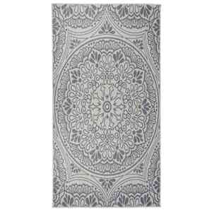 Zunanja preproga ploščato tkanje 80x150 cm modri vzorec